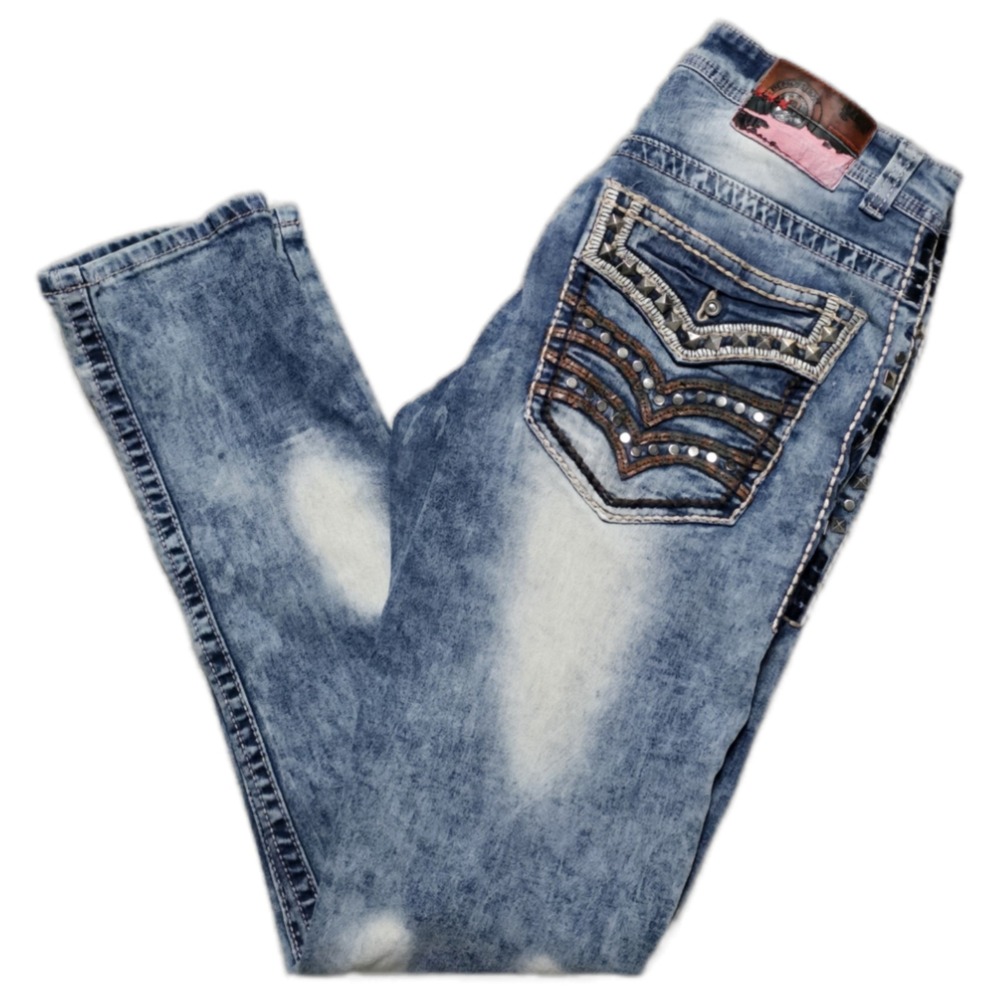 Demolition Urban‎ Wear Studded Acid Wash Distressed Skinny Jeans Mens Sz 32
